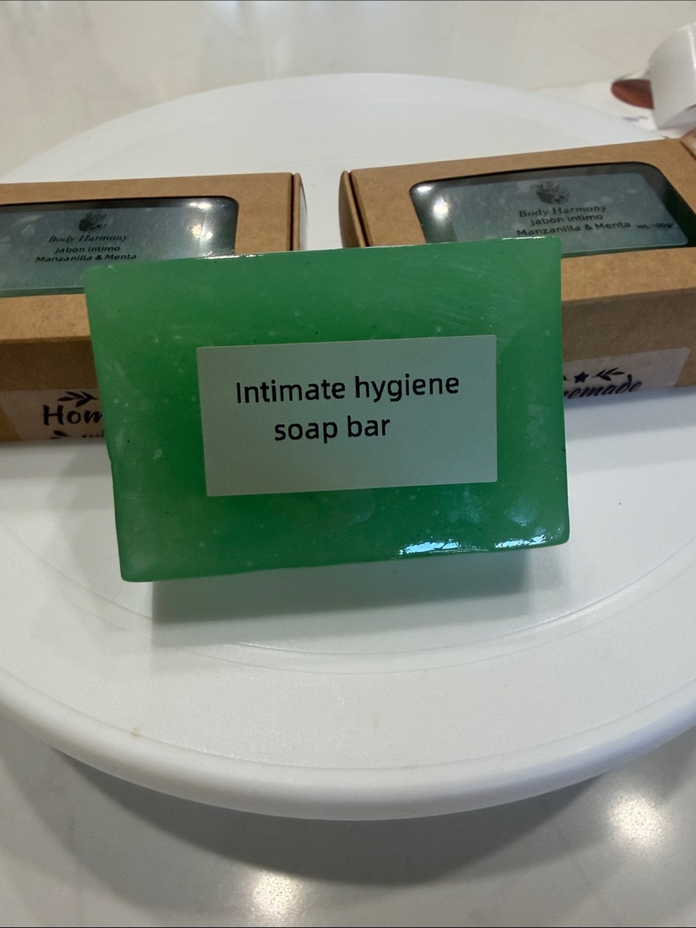 Intimate Hygiene Soap Bar - Green 100% Natural ingredients Aloe Vera,Mint.